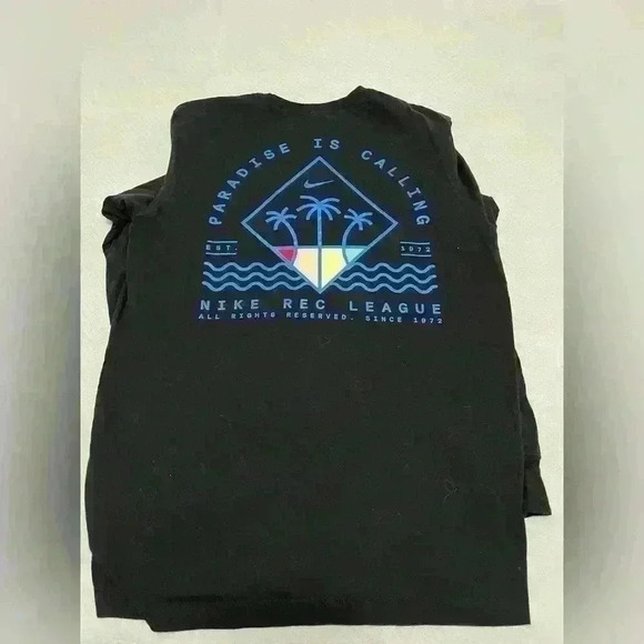 NIKE LONG SLEEVE T SHIRT MENS SIZE M BLACK.  DRI FIT COTTON NIKE REC LEAGUE LOGO - Picture 5 of 6